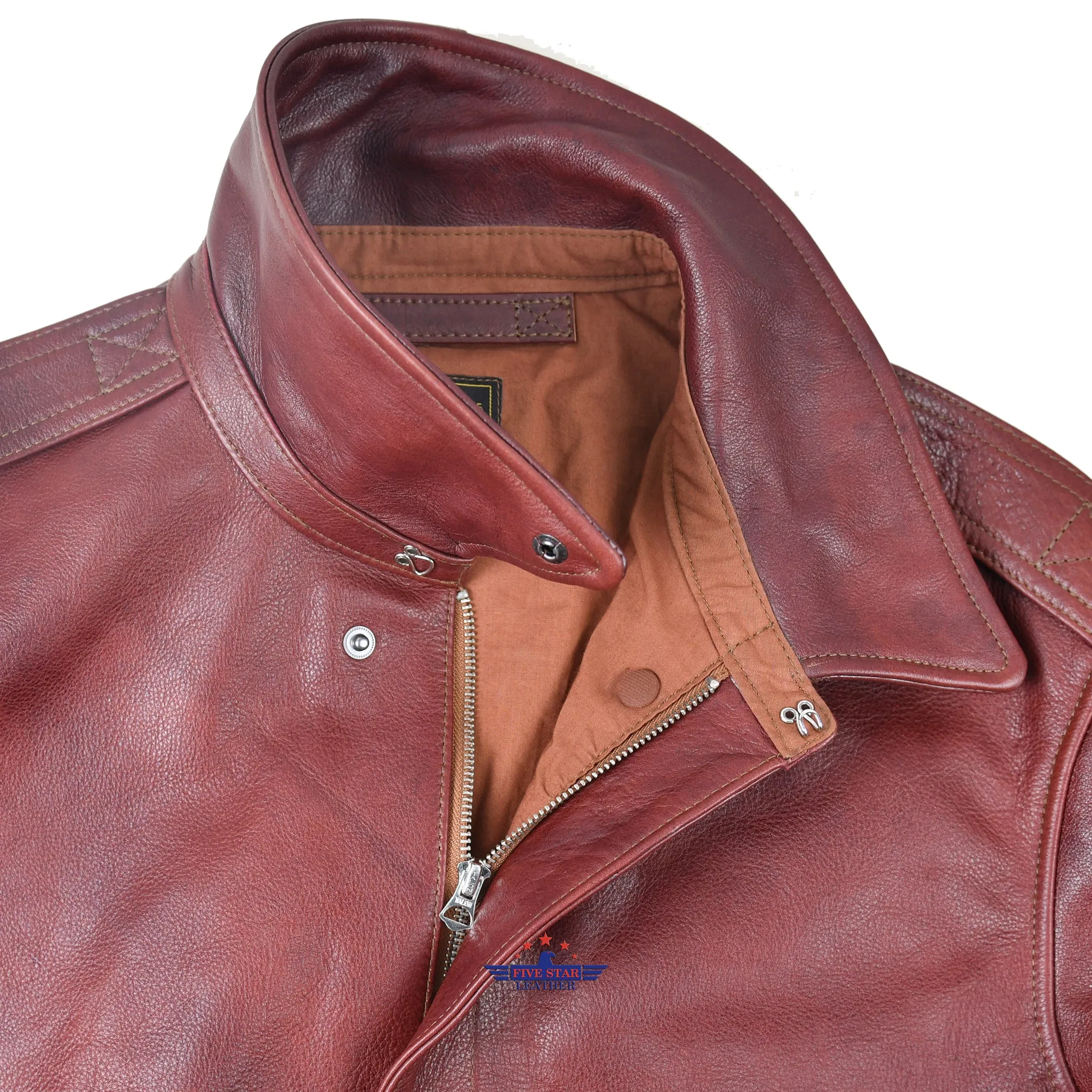 FiveStar Leather Repro A2 RW Clothing Co Contract No. W535 AC-23380 Real Horsehide Brandy Leather Jacket