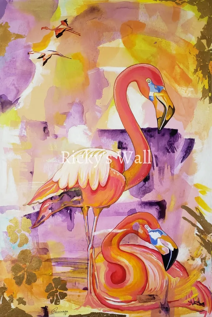 Flamingo Nights - HIGH PREMIUM - 24 x 36 in. by A. Larrinaga