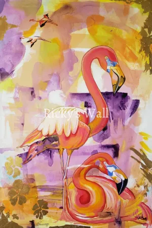 Flamingo Nights - HIGH PREMIUM - 24 x 36 in. by A. Larrinaga