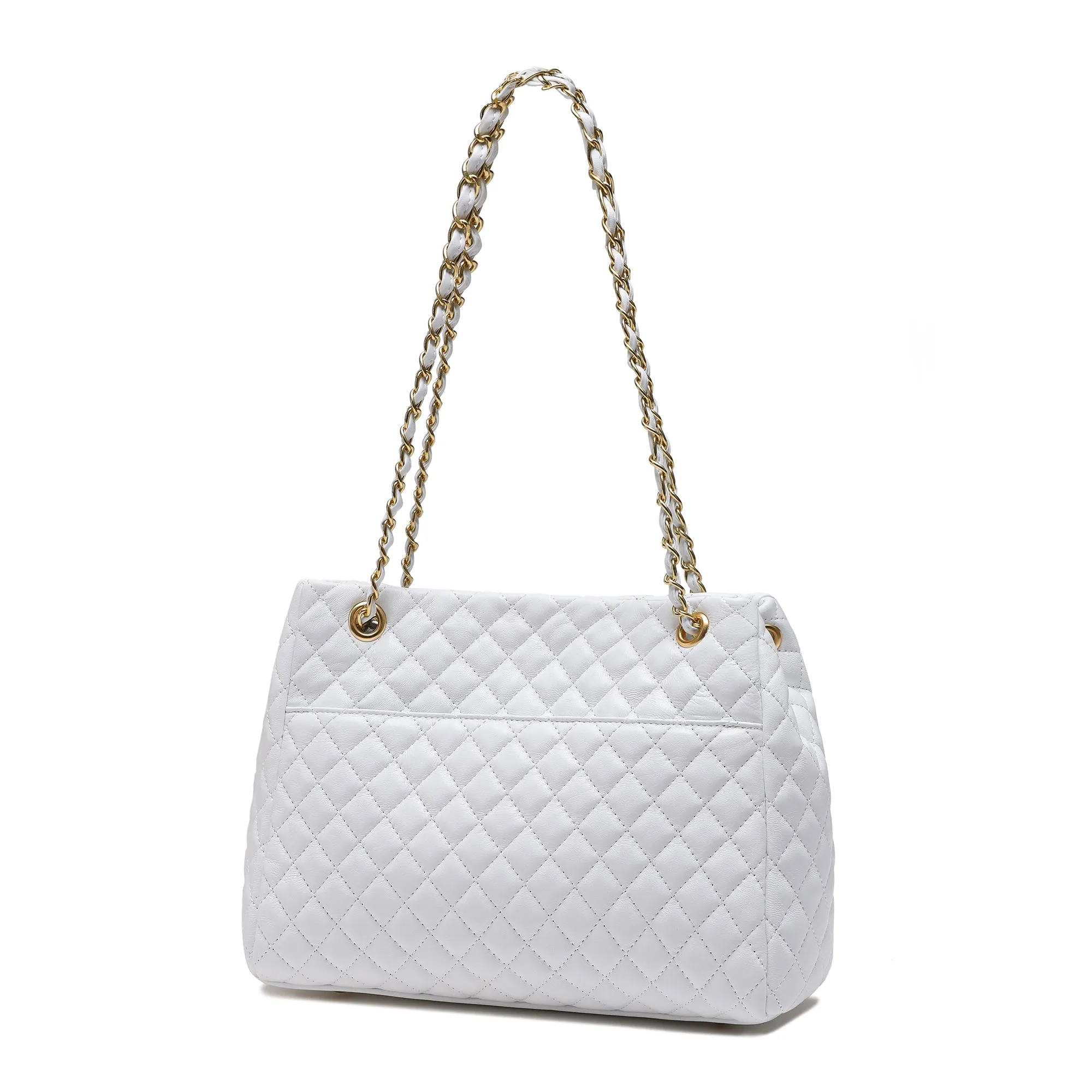 Full-Grain Quilted Sheepskin Leather Tote