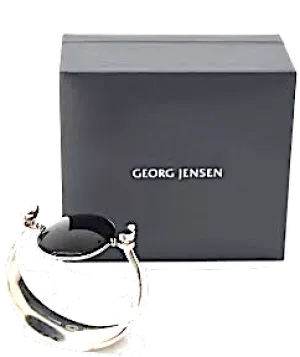 Georg Jensen Copenhagen, Vintage 1960. Signed, Numbered Sterling Silver Bracelet with Large Black Onyx Stone.