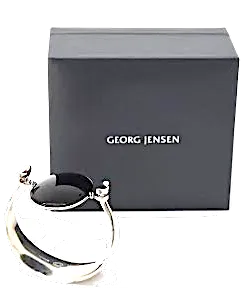 Georg Jensen Copenhagen, Vintage 1960. Signed, Numbered Sterling Silver Bracelet with Large Black Onyx Stone.