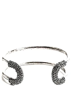 Giles & Brother NY. Vintage Silverplated Crystals Embellishment Cortina Cuff Bracelet