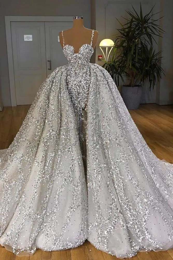 Glitter Mermaid Ball Gown Spaghetti Sequins Tulle party Gown