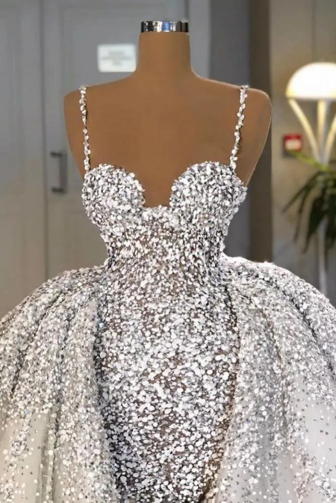 Glitter Mermaid Ball Gown Spaghetti Sequins Tulle party Gown