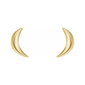 Gold Crescent Moon Studs