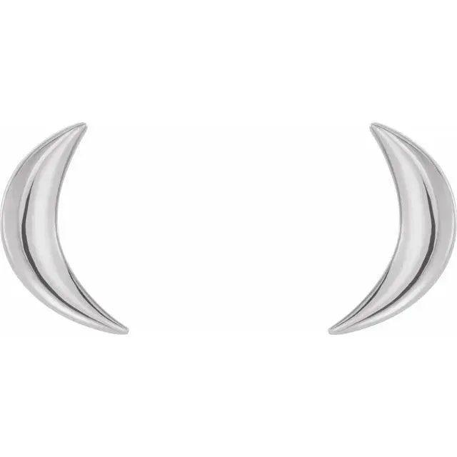 Gold Crescent Moon Studs