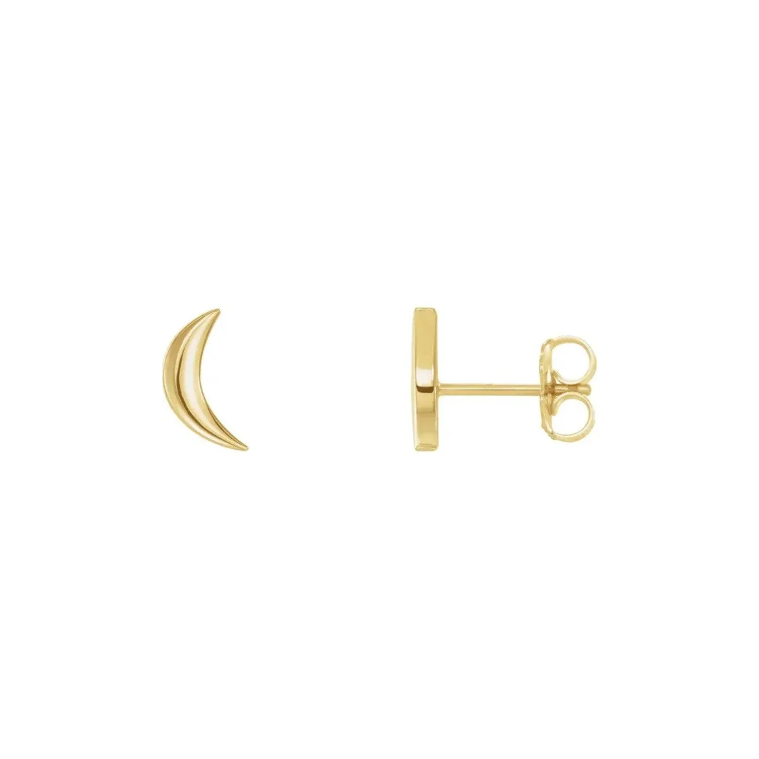 Gold Crescent Moon Studs