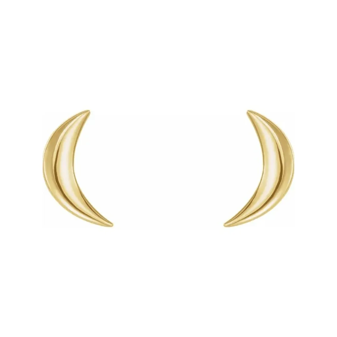 Gold Crescent Moon Studs