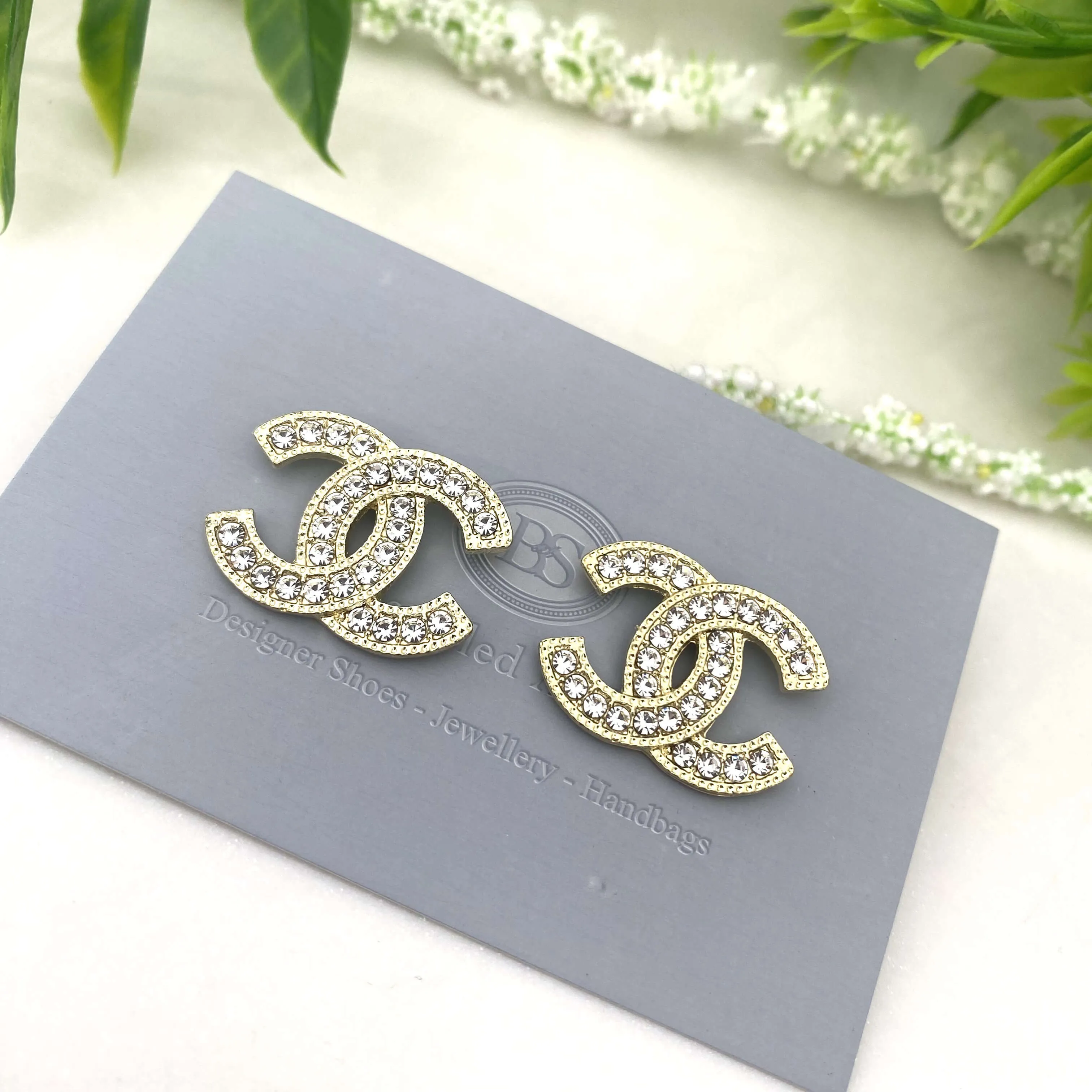 Gold Large CC Stud Earrings