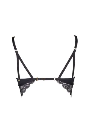 Gray Leaf Bra - Black