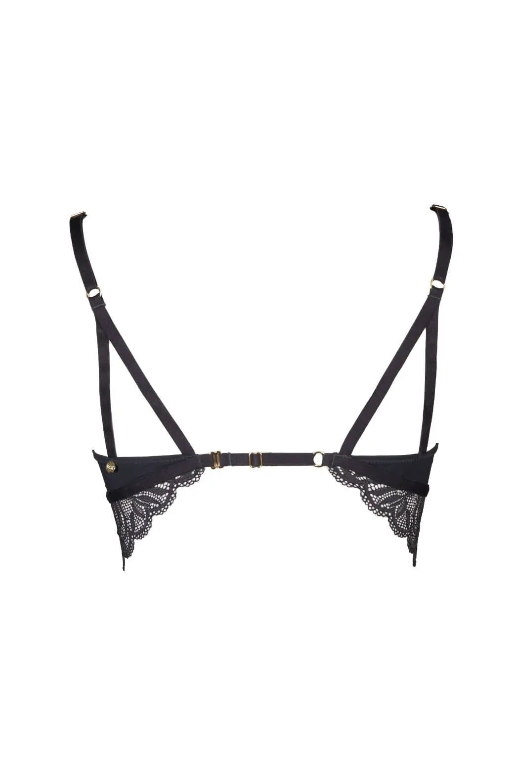 Gray Leaf Bra - Black