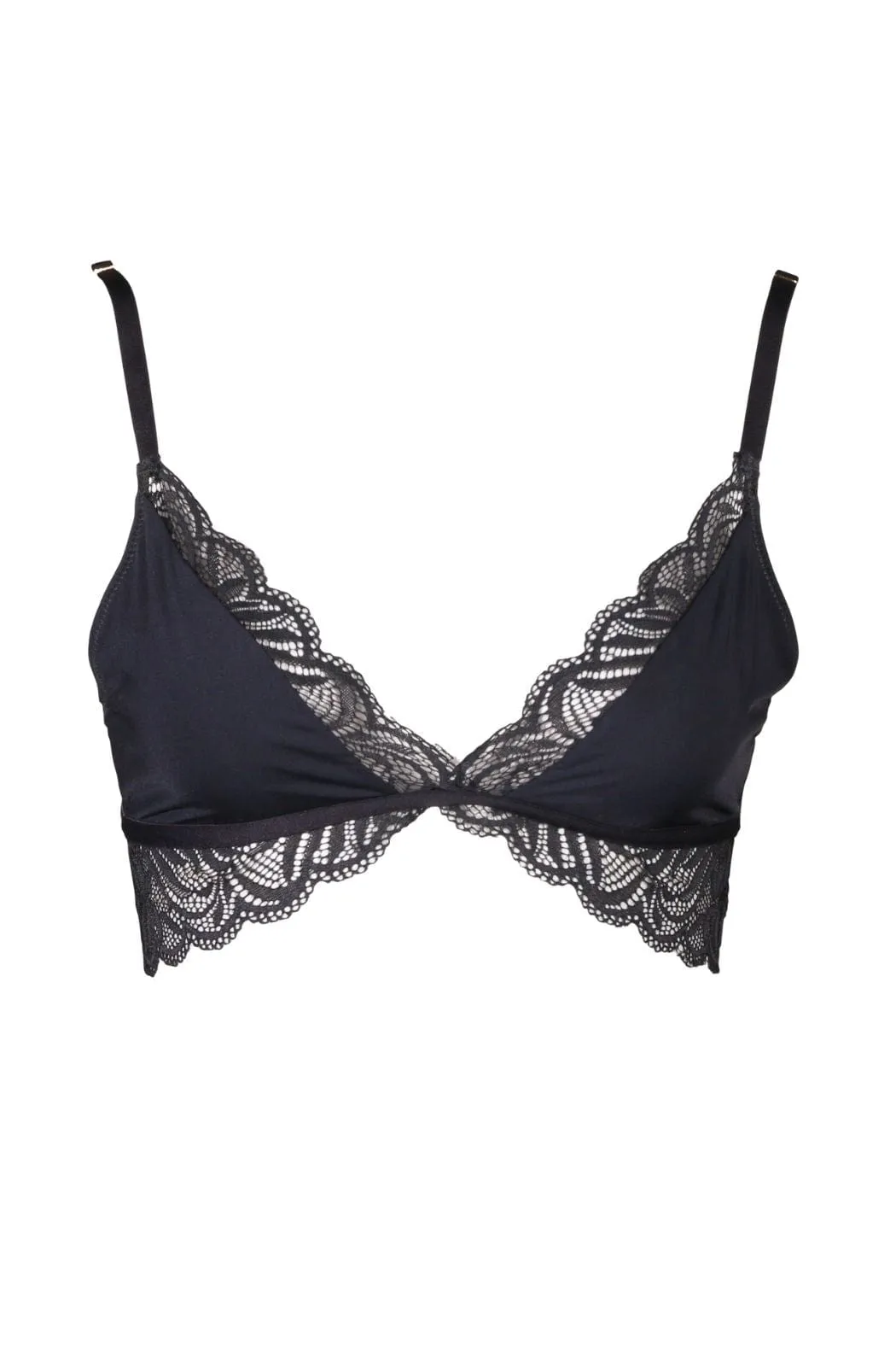 Gray Leaf Bra - Black