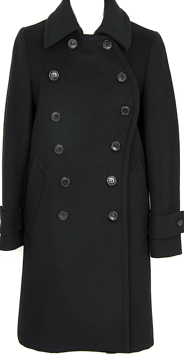 green JAPAN. Black Wool Double Button Coat