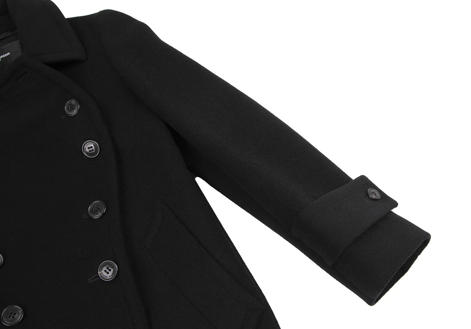 green JAPAN. Black Wool Double Button Coat