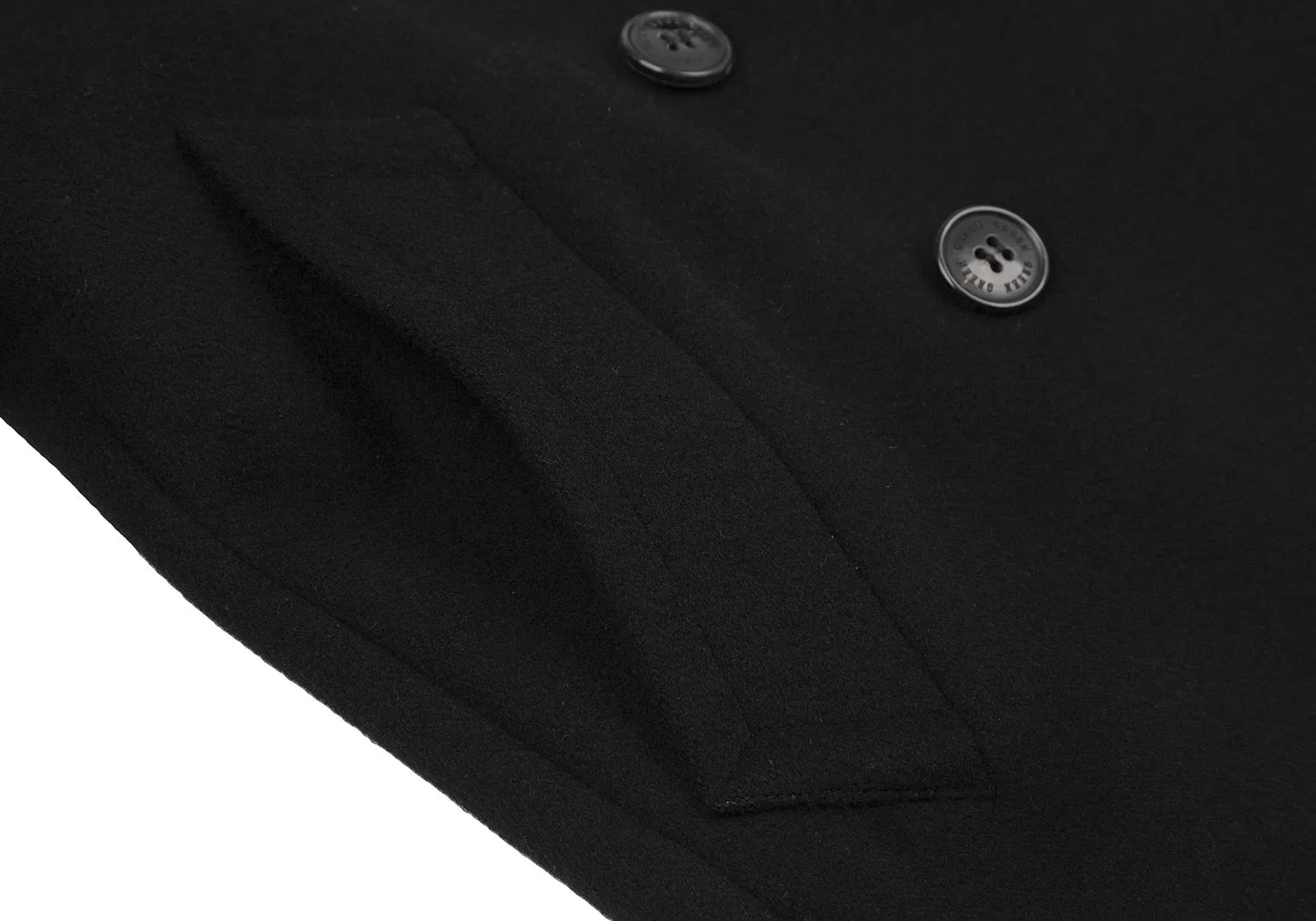green JAPAN. Black Wool Double Button Coat