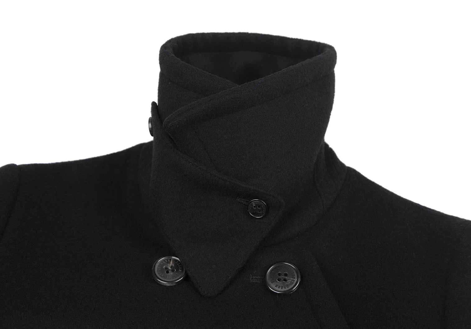 green JAPAN. Black Wool Double Button Coat