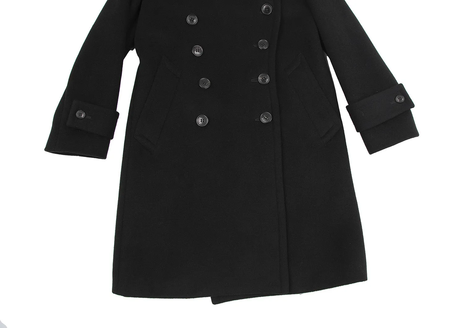 green JAPAN. Black Wool Double Button Coat