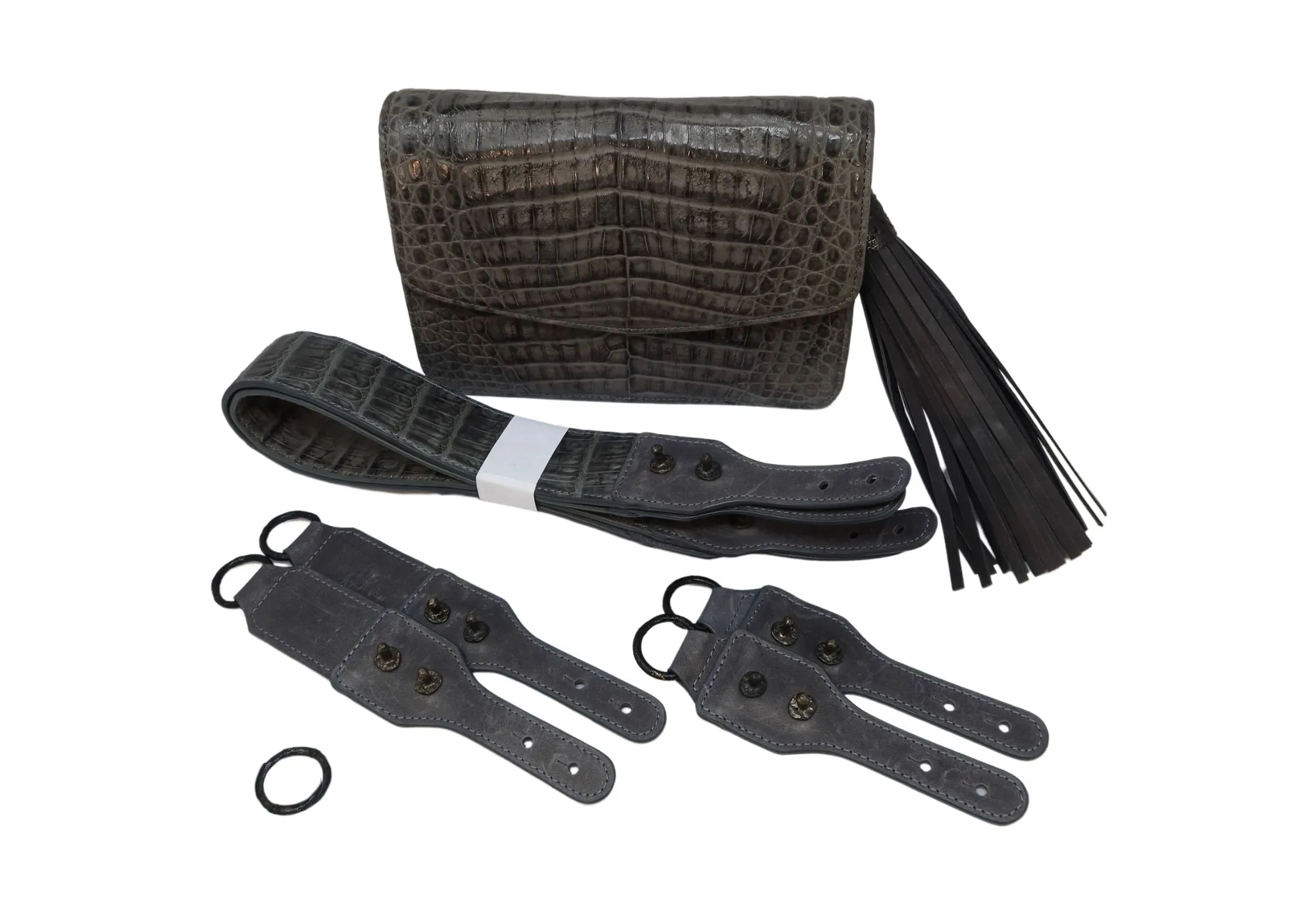 GREY CAIMAN SMALL BOX HANDBAG