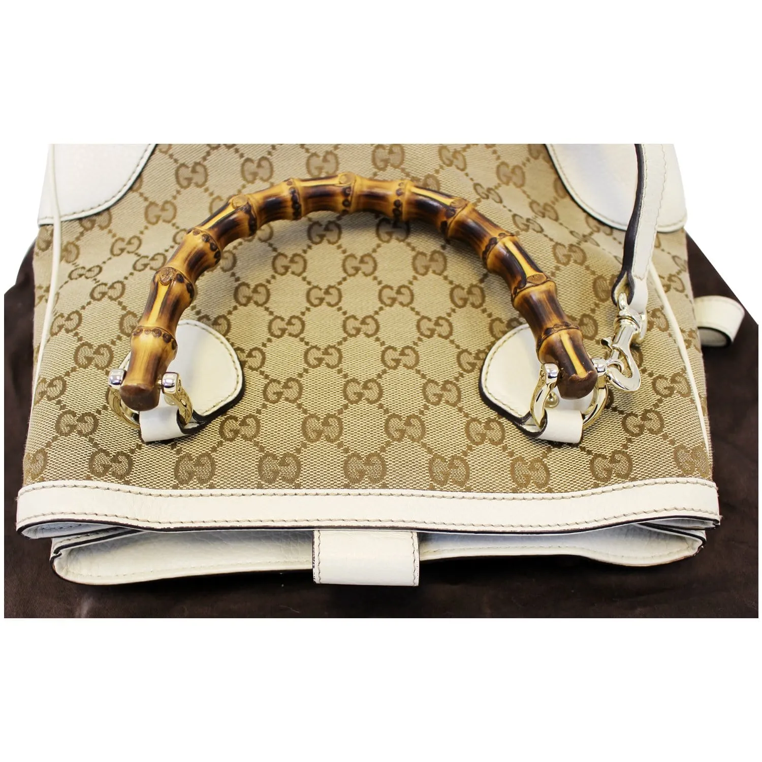 GUCCI Bamboo Diana GG Canvas 2Way Shoulder Handbag