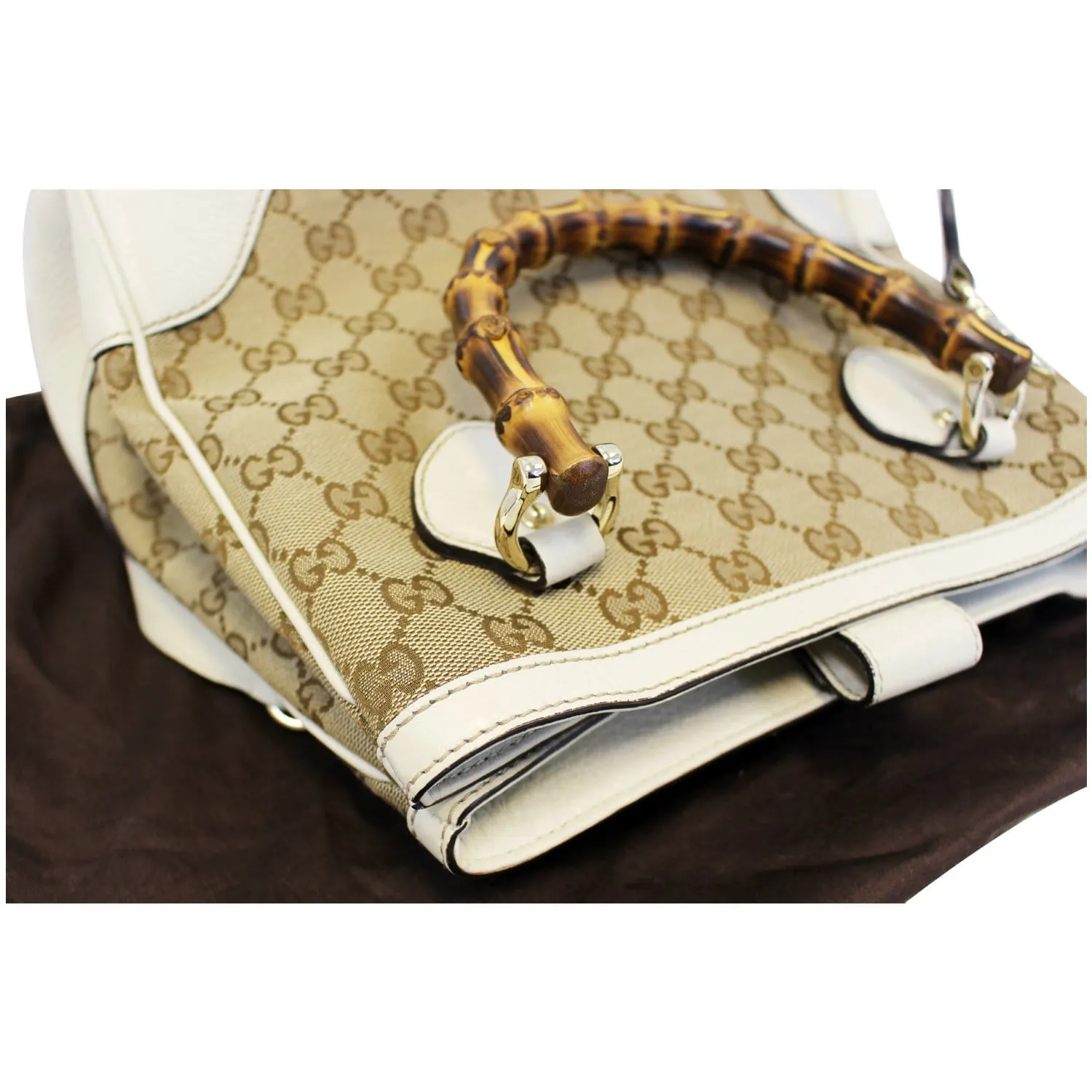 GUCCI Bamboo Diana GG Canvas 2Way Shoulder Handbag