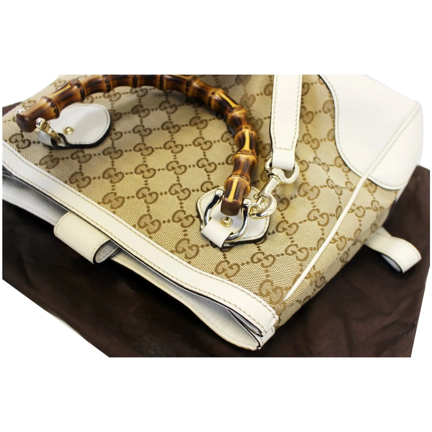 GUCCI Bamboo Diana GG Canvas 2Way Shoulder Handbag