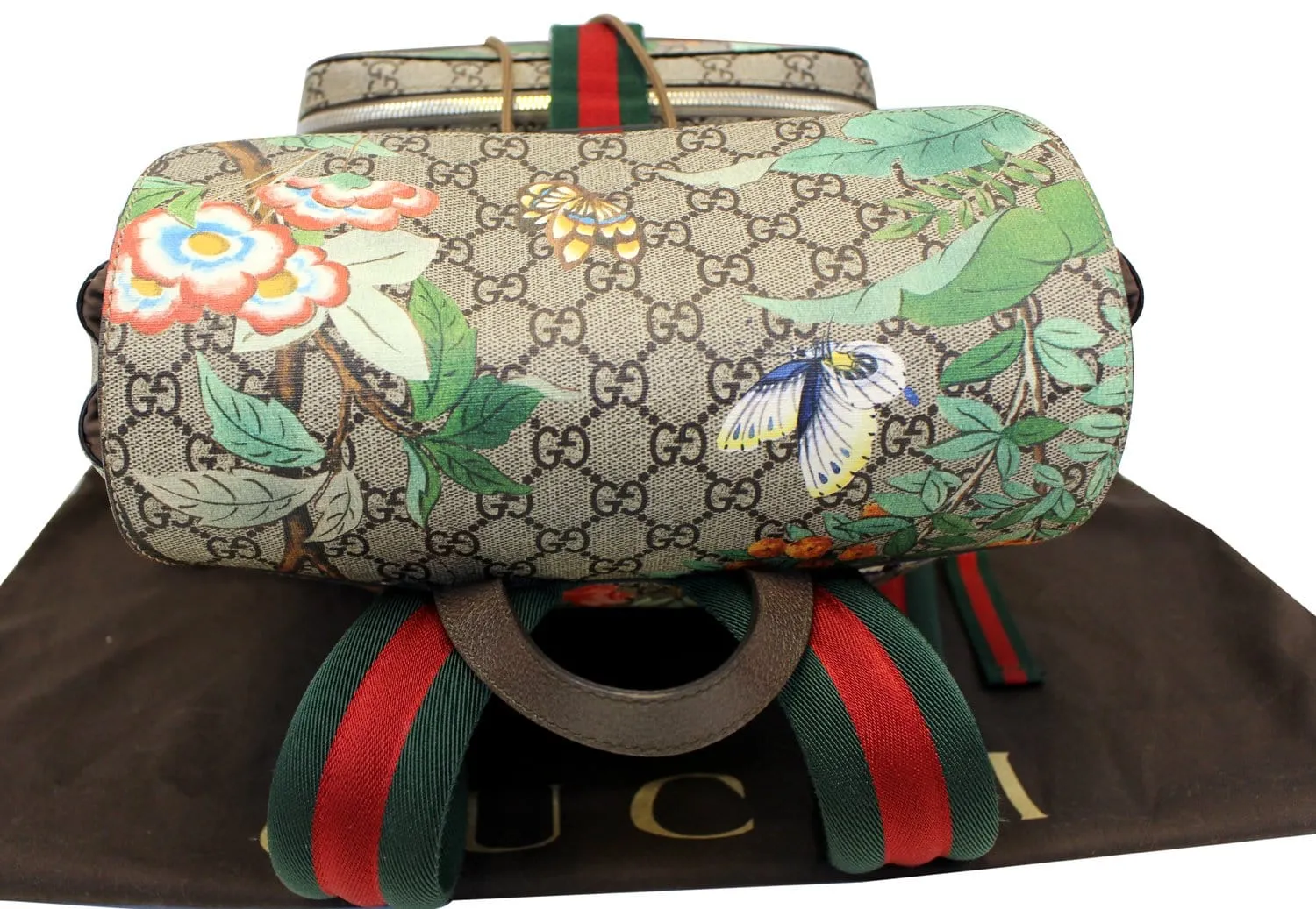 GUCCI Beige/Green GG Coated Canvas GG Blooms Backpack