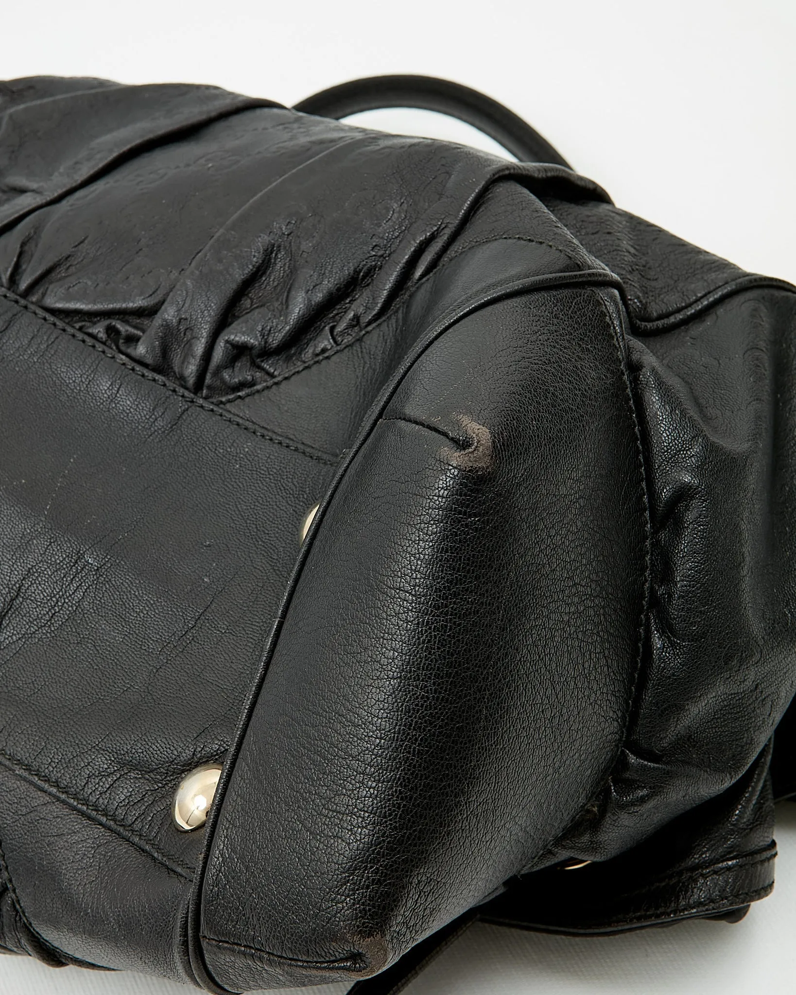 Gucci Black GG Leather Large Tote Bag
