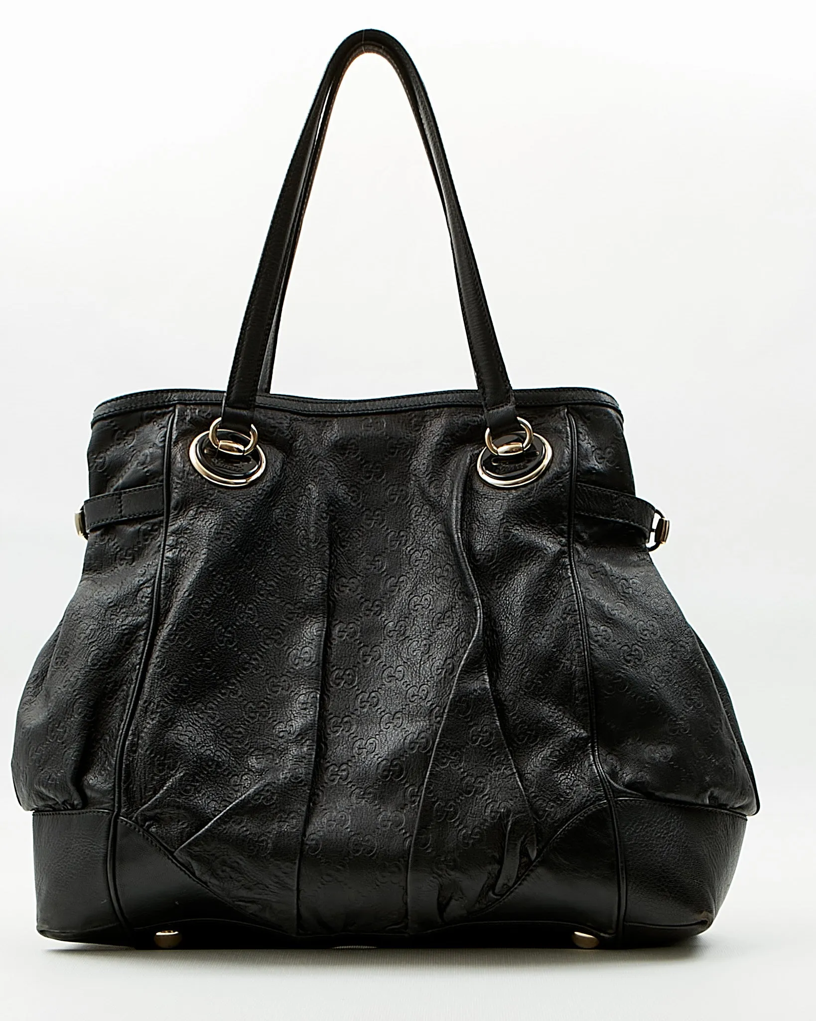 Gucci Black GG Leather Large Tote Bag