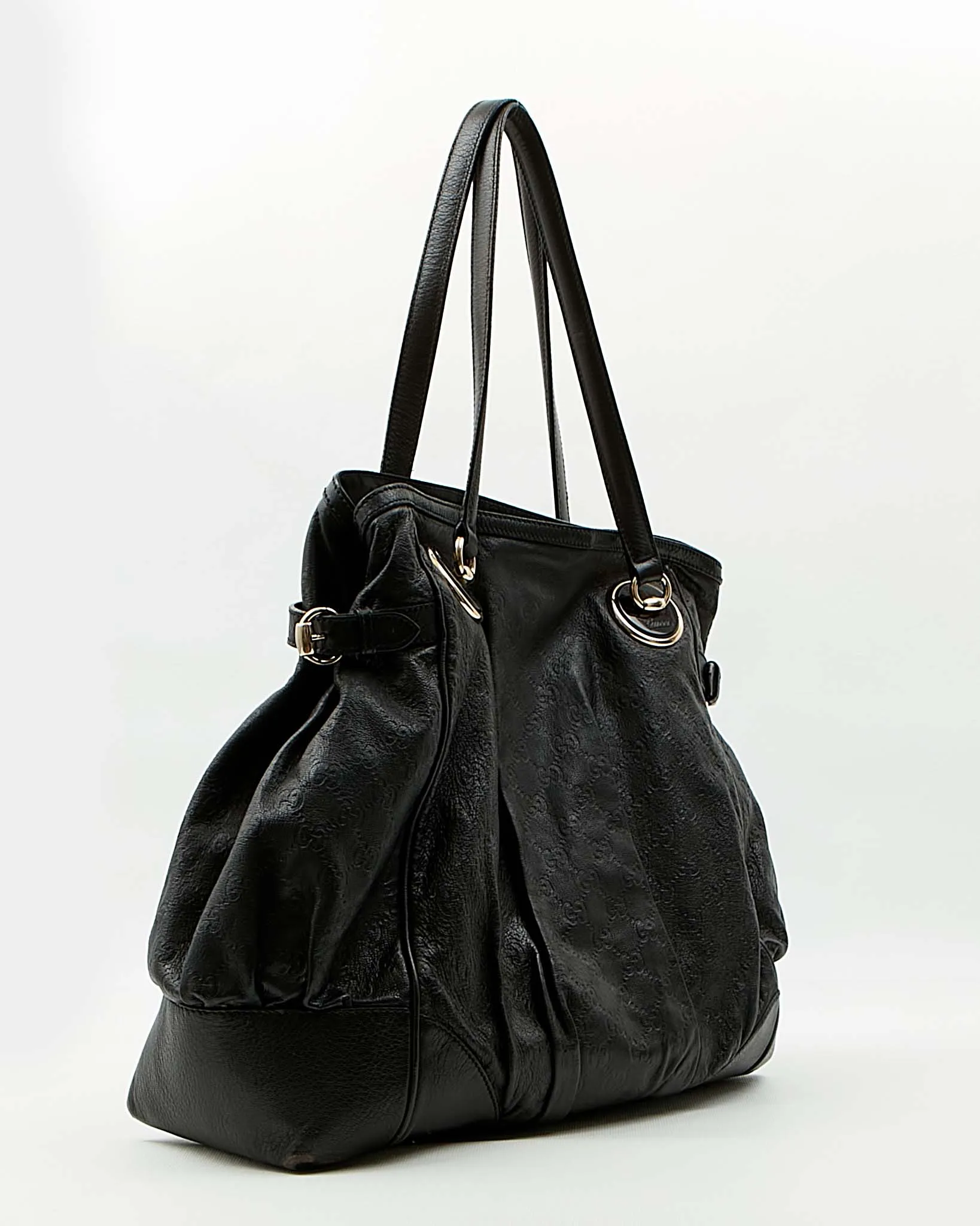 Gucci Black GG Leather Large Tote Bag
