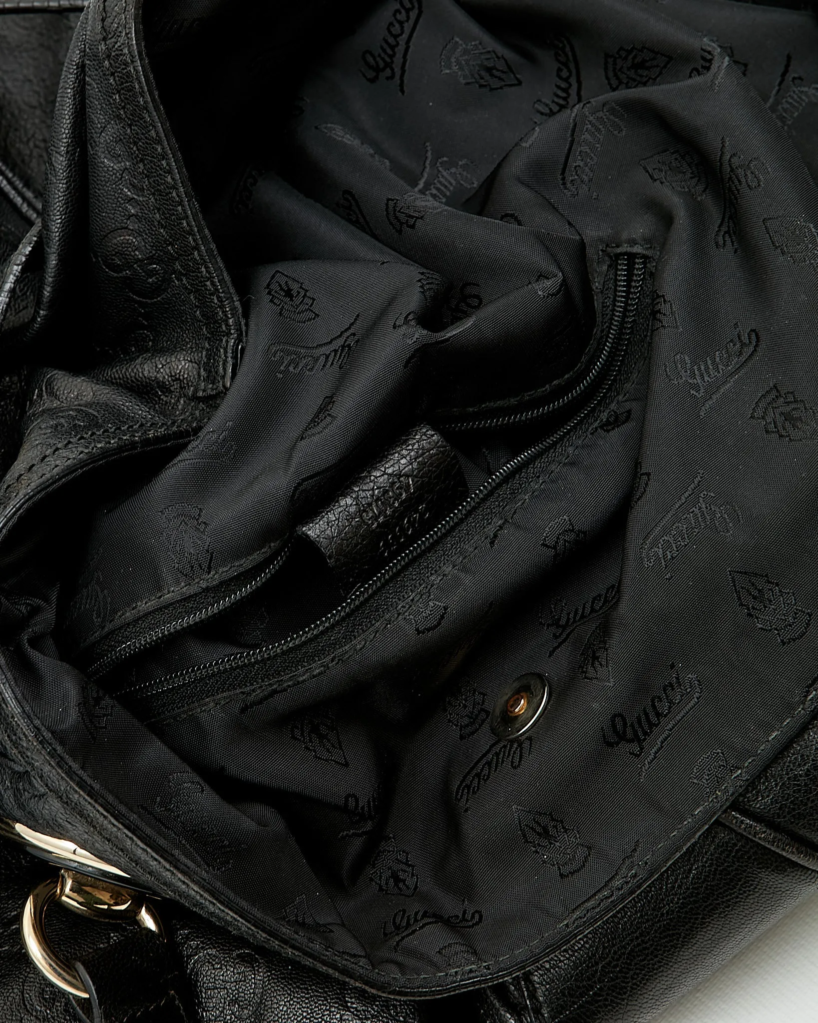 Gucci Black GG Leather Large Tote Bag