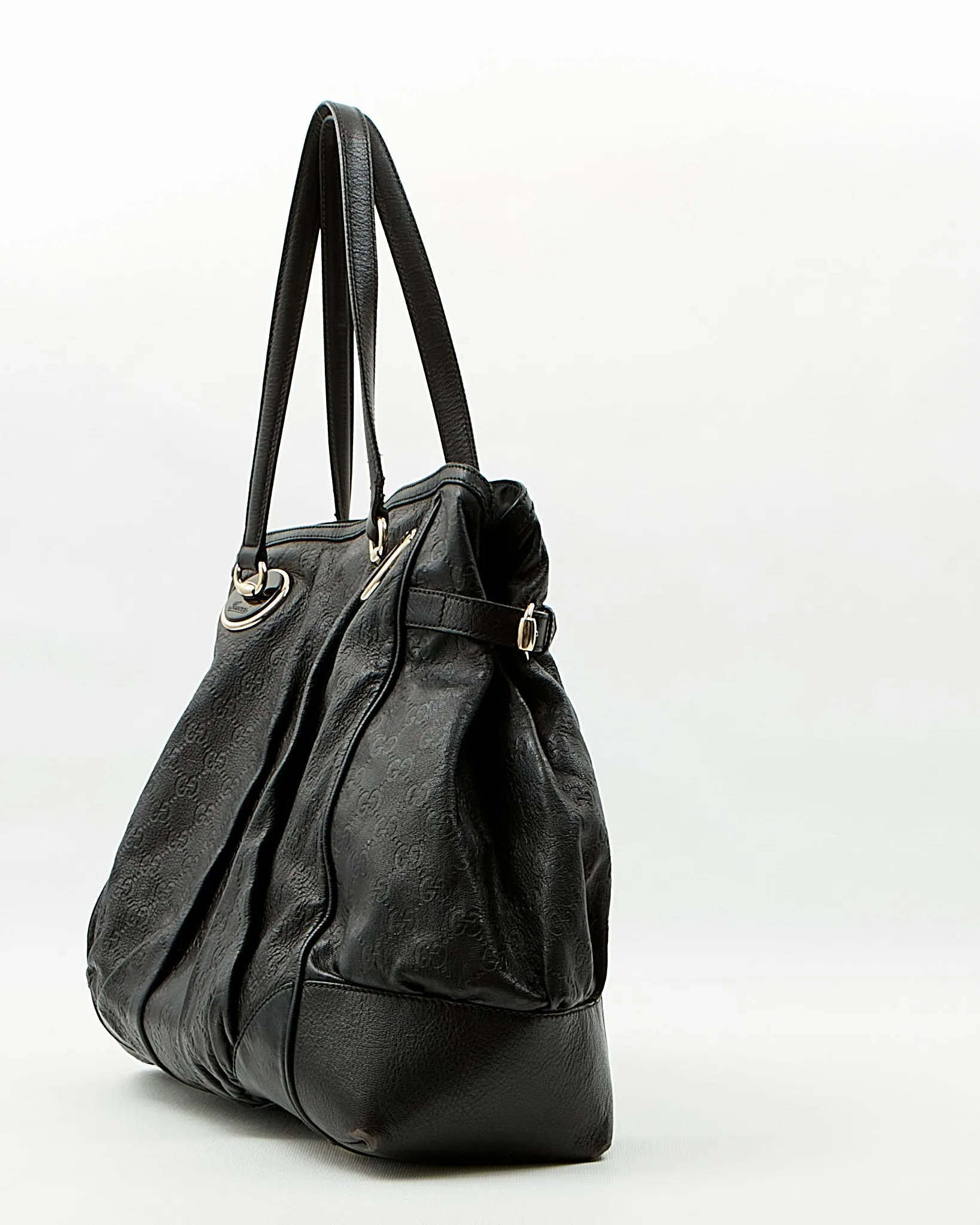 Gucci Black GG Leather Large Tote Bag