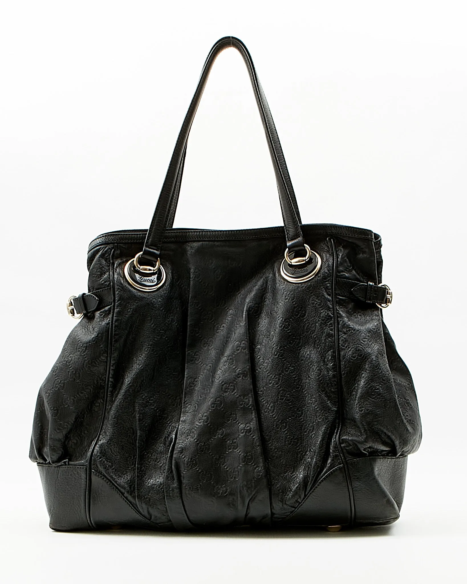Gucci Black GG Leather Large Tote Bag
