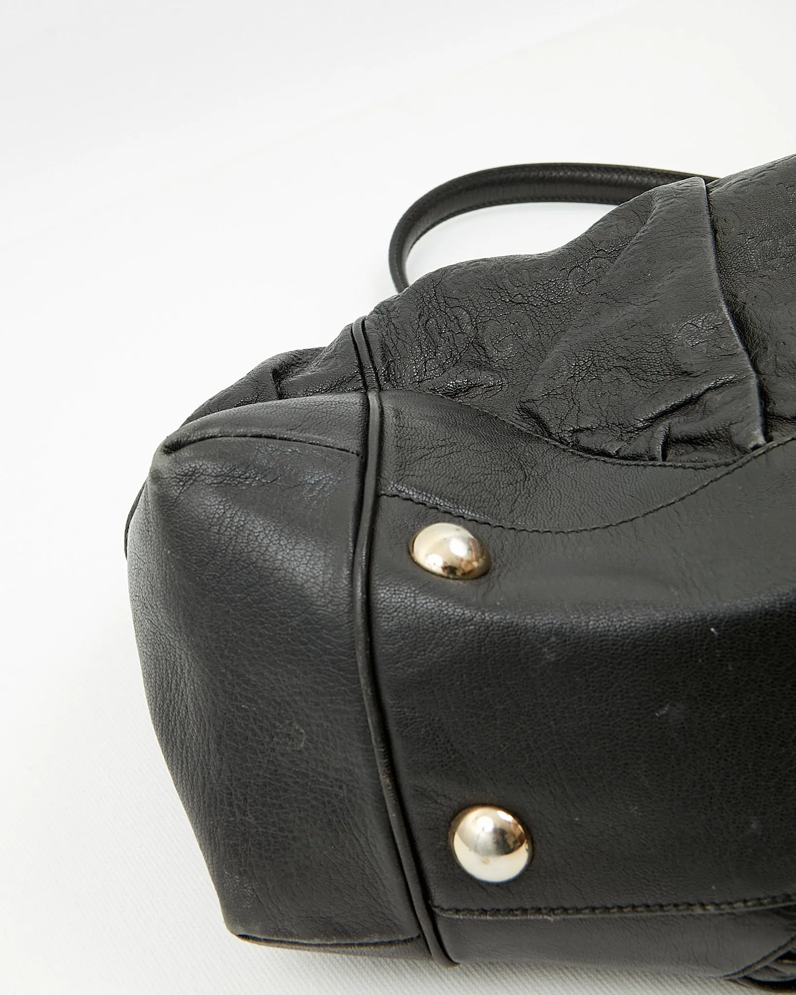 Gucci Black GG Leather Large Tote Bag