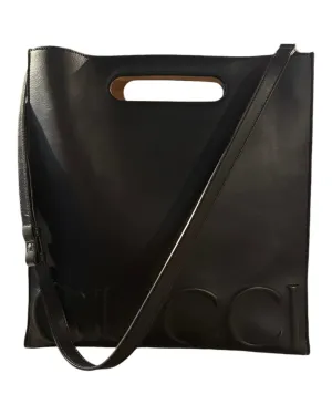 Gucci Black Leather Embossed XL Tote Bag