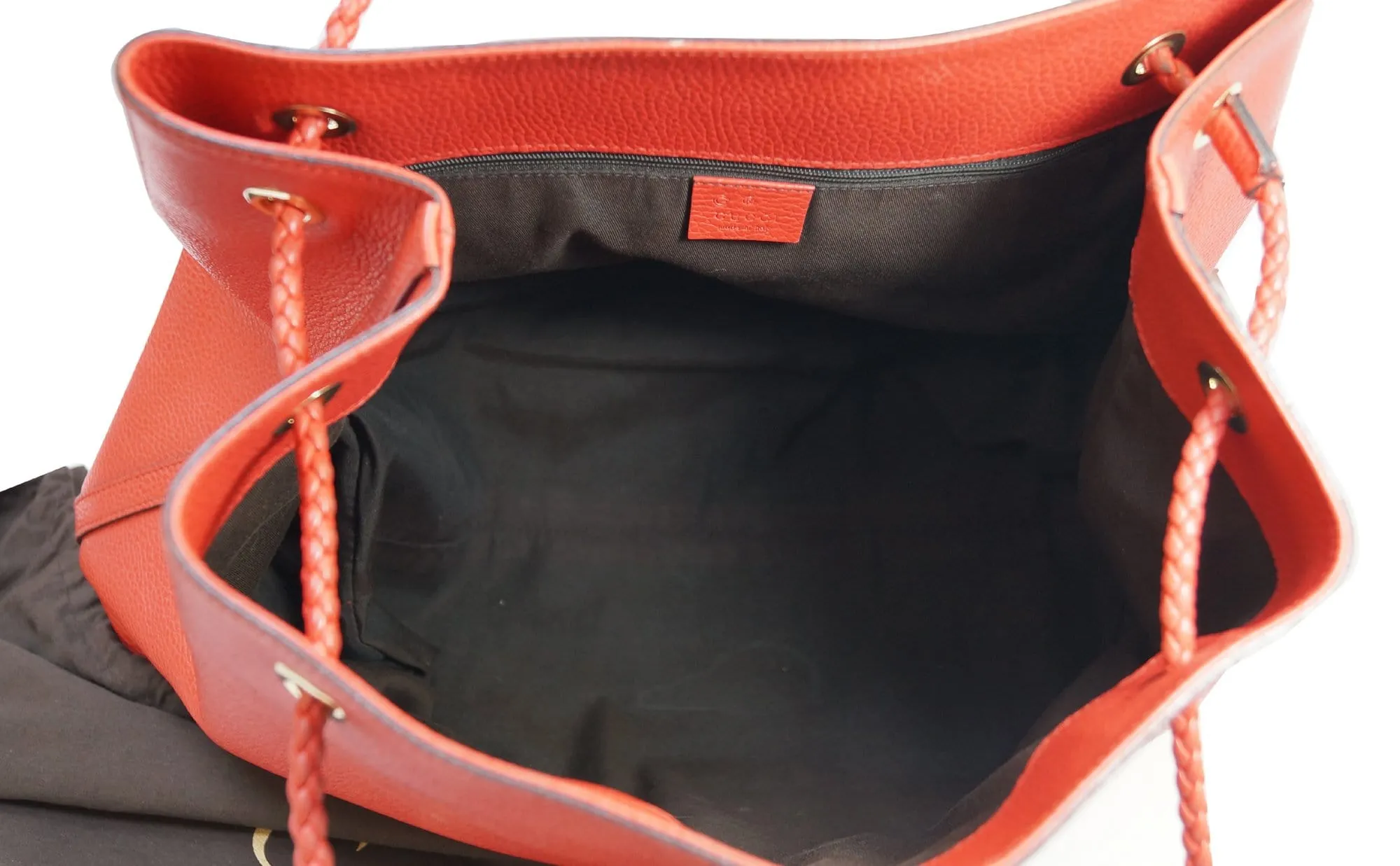 GUCCI Calfskin Large Braided Handle Gifford Tote Bag Red