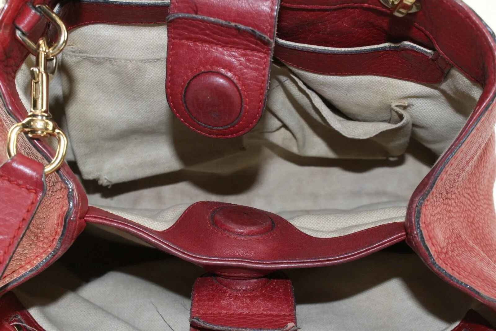 GUCCI Dark Red Bambooo Shooper Tote Leather Medium 2way 3GK1226K