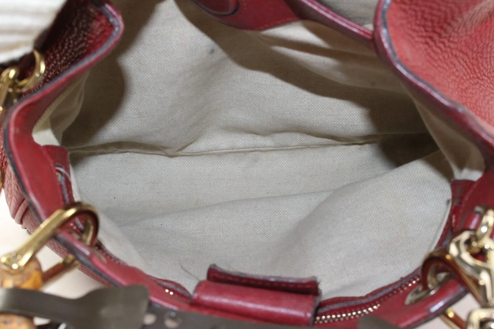 GUCCI Dark Red Bambooo Shooper Tote Leather Medium 2way 3GK1226K