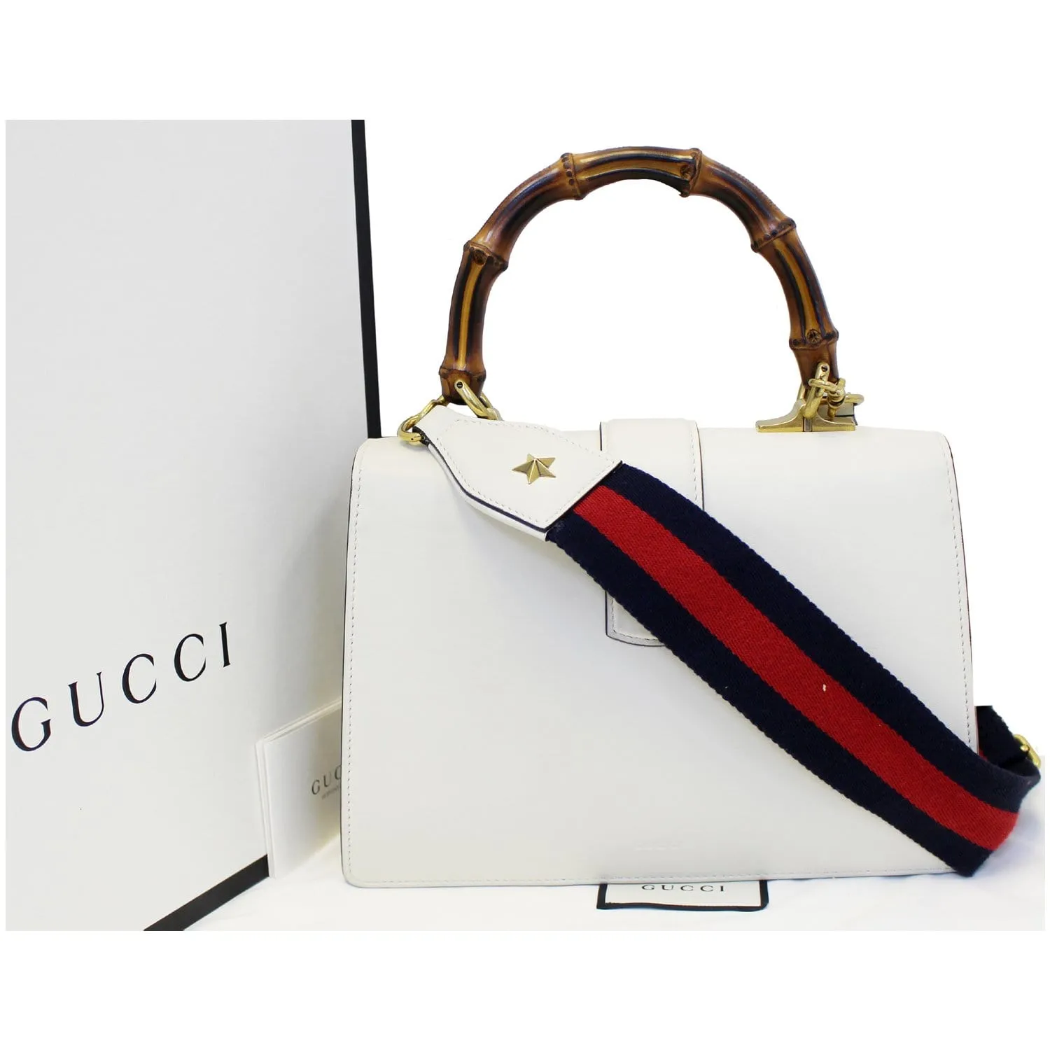 GUCCI Dionysus Medium Leather Top Handle Bag White