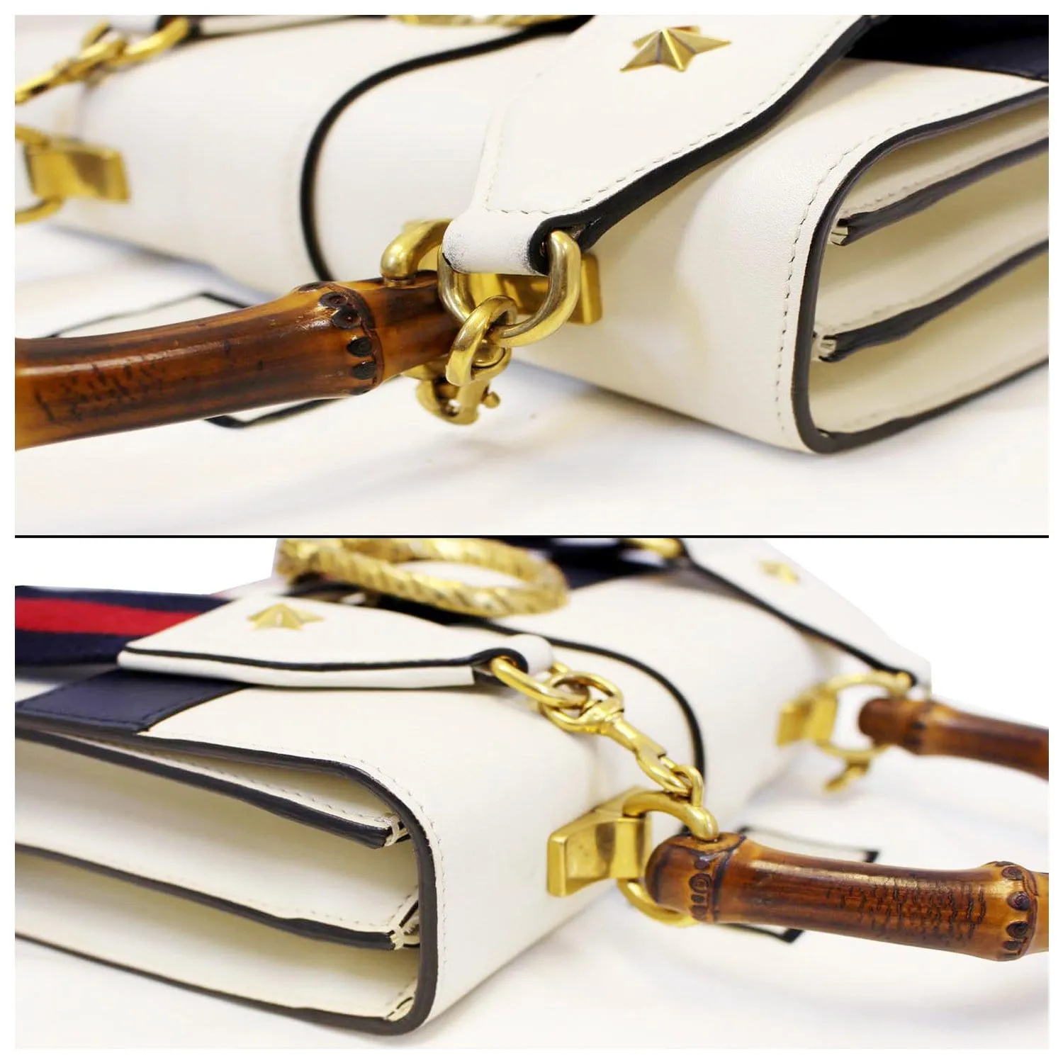 GUCCI Dionysus Medium Leather Top Handle Bag White