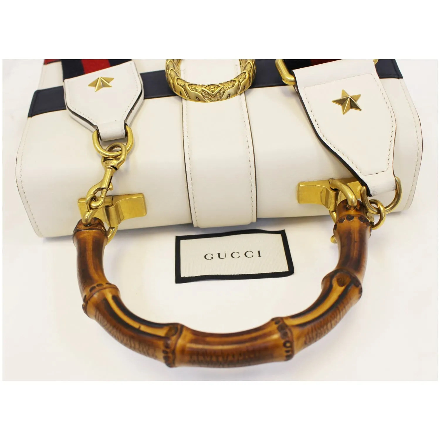 GUCCI Dionysus Medium Leather Top Handle Bag White