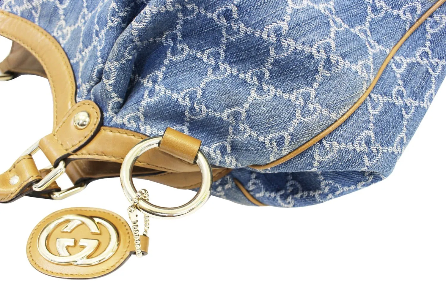 GUCCI GG Blue Denim Sukey Tote Shoulder Bag Gucci Sukey