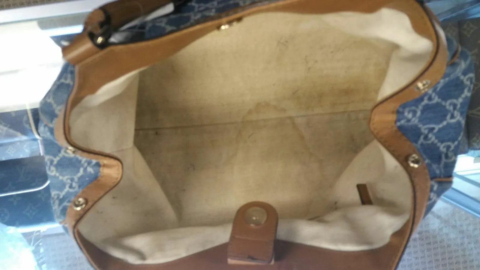 GUCCI GG Blue Denim Sukey Tote Shoulder Bag Gucci Sukey