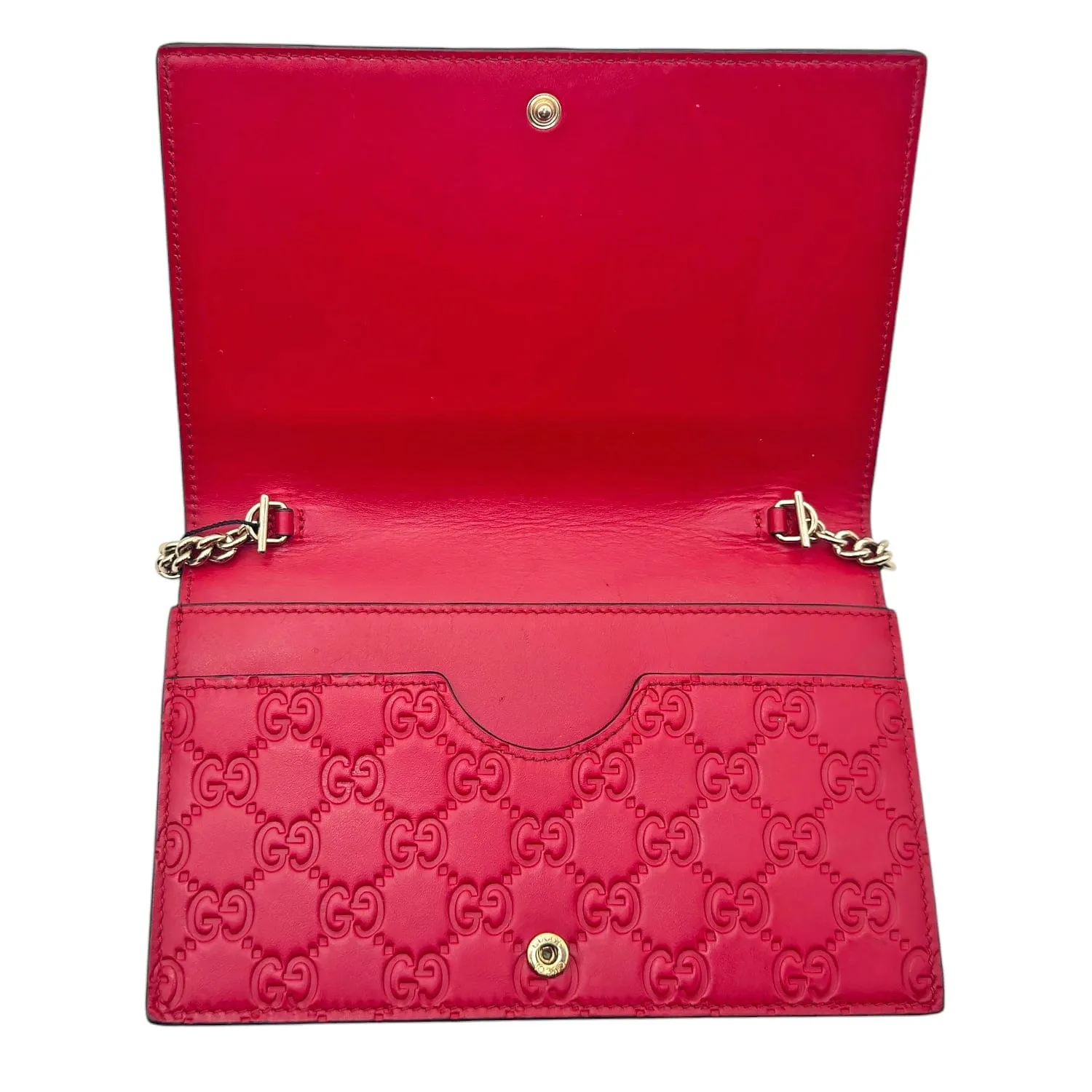 GUCCI Guccissima Signature Bow Flap Wallet on Chain - Red