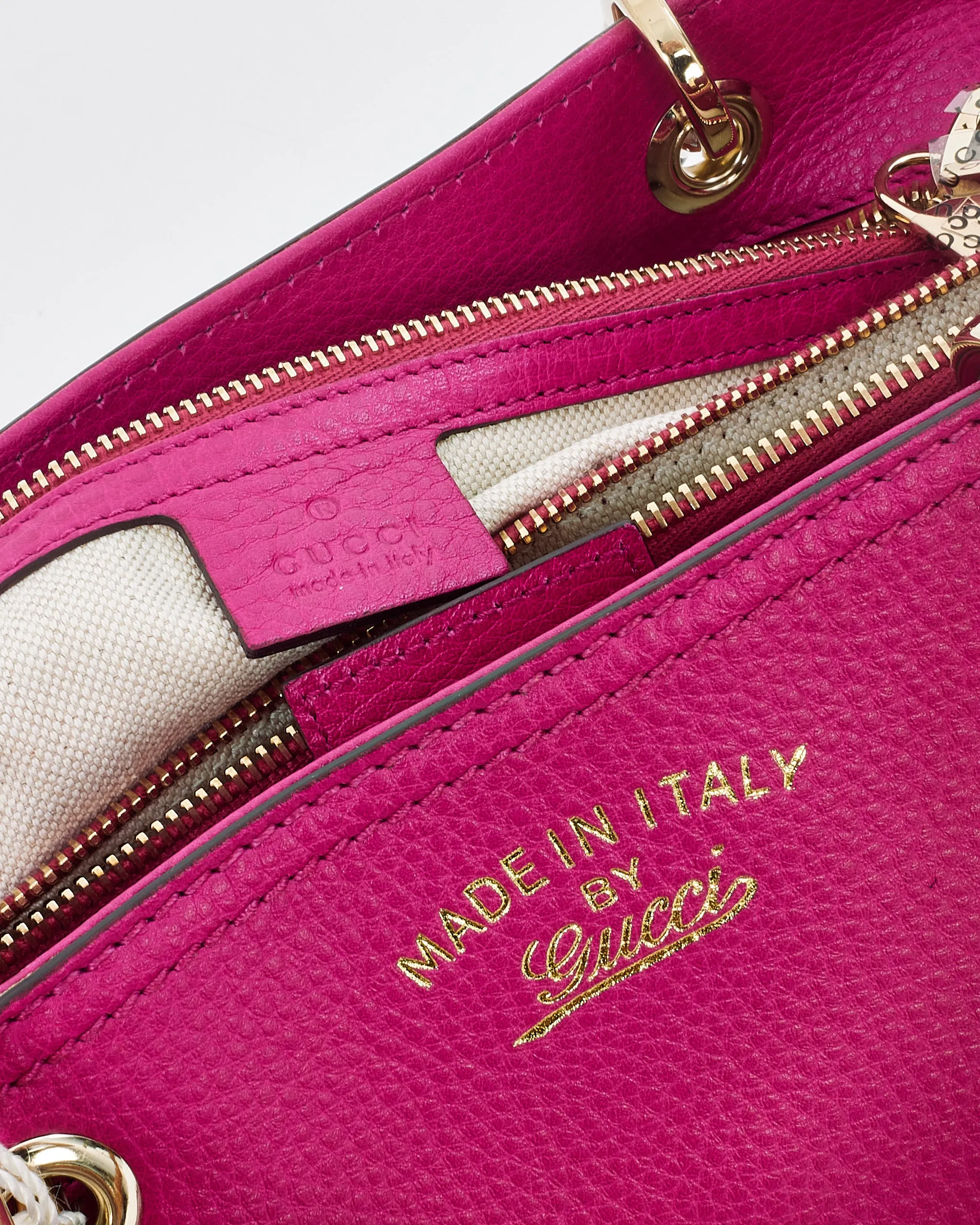 Gucci Pink Leather Bamboo Medium Shopper Tote