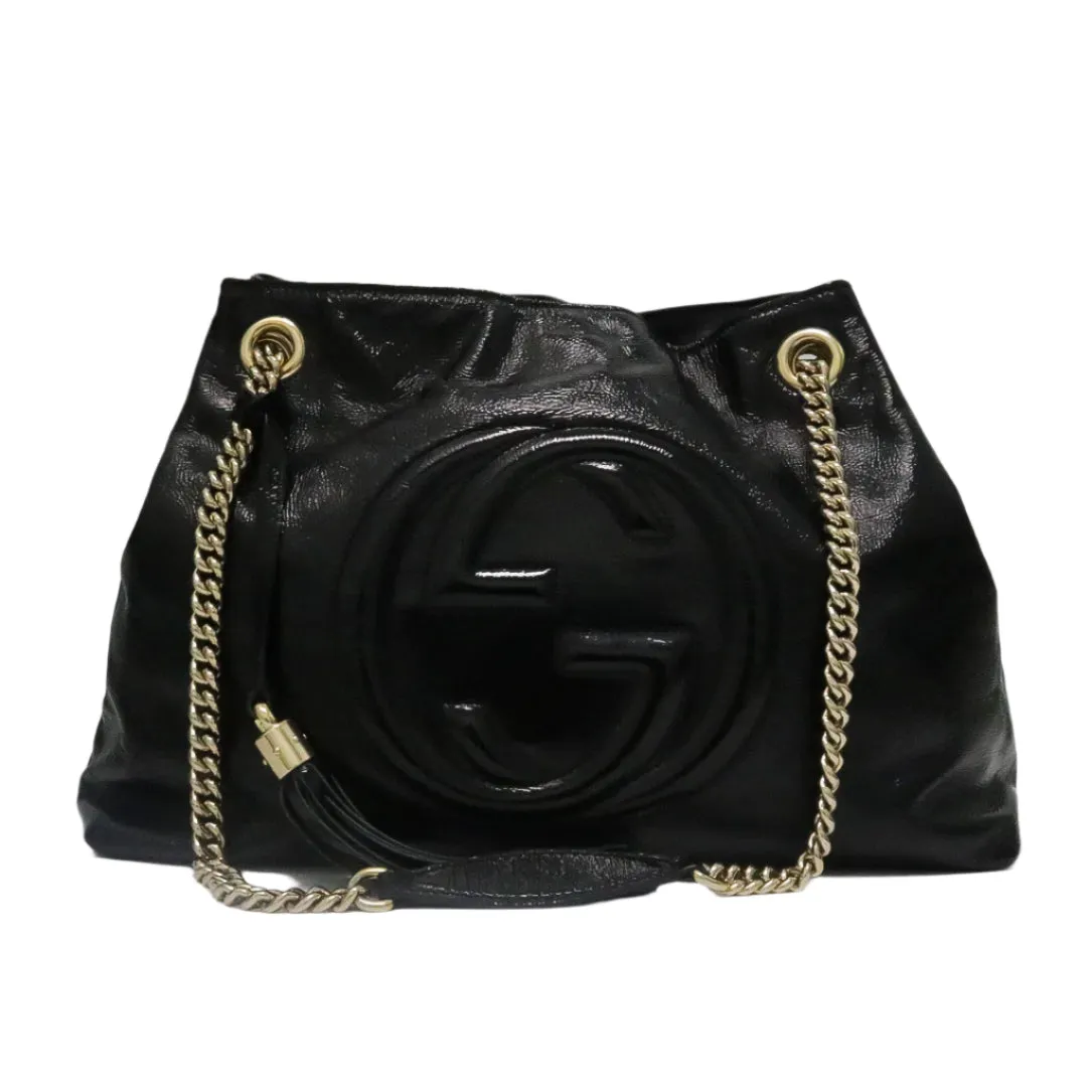 GUCCI SOHO HOBO PATENT LEATHER TOTE