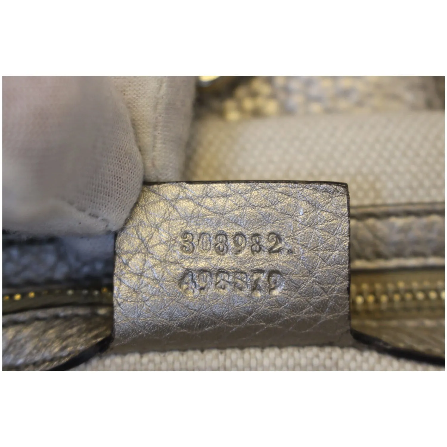 GUCCI Soho Pebbled Leather Chain Shoulder Bag 308982 Silver