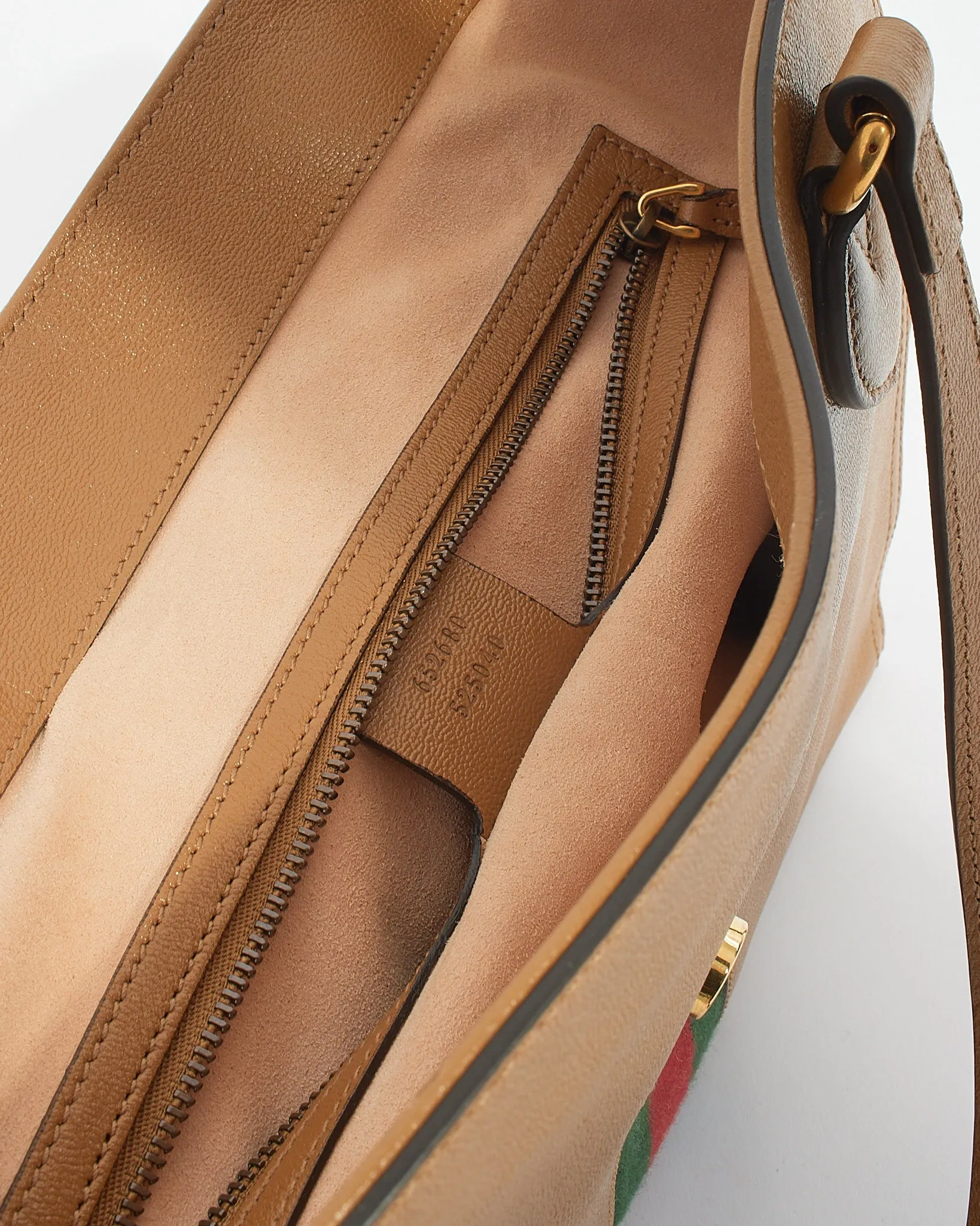 Gucci Tan Leather Marmont Web Dahlia Tote