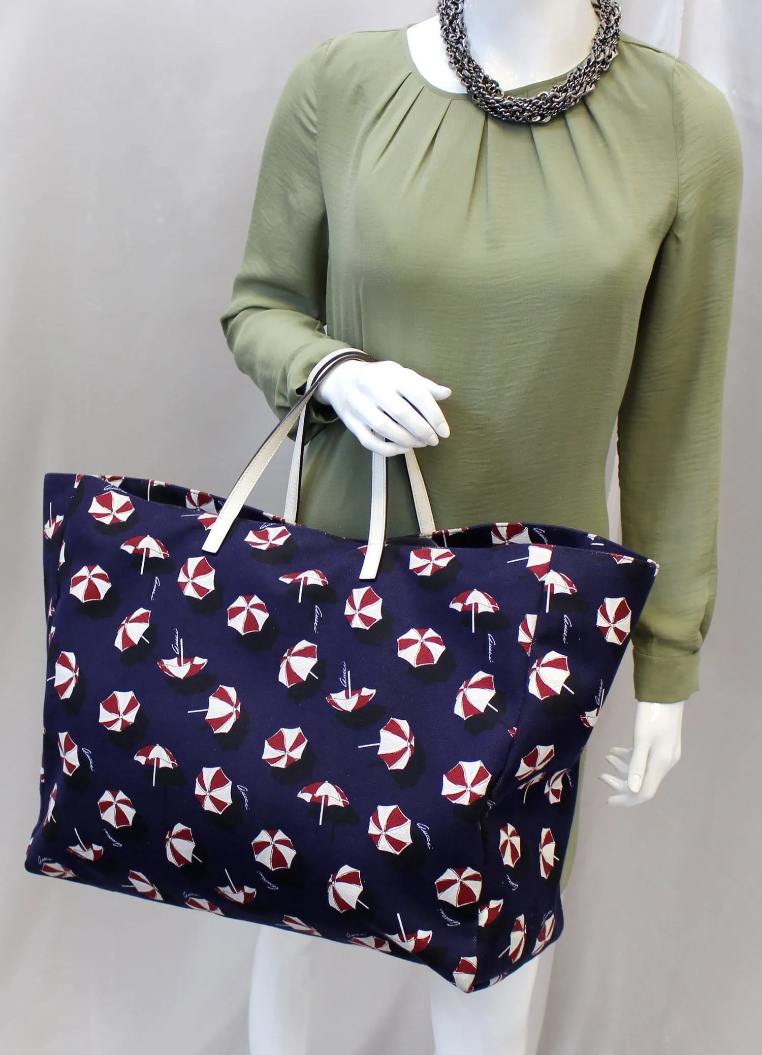 Gucci XL Canvas Umbrella Parasol Print Carry All Purse Tote Bag 286198