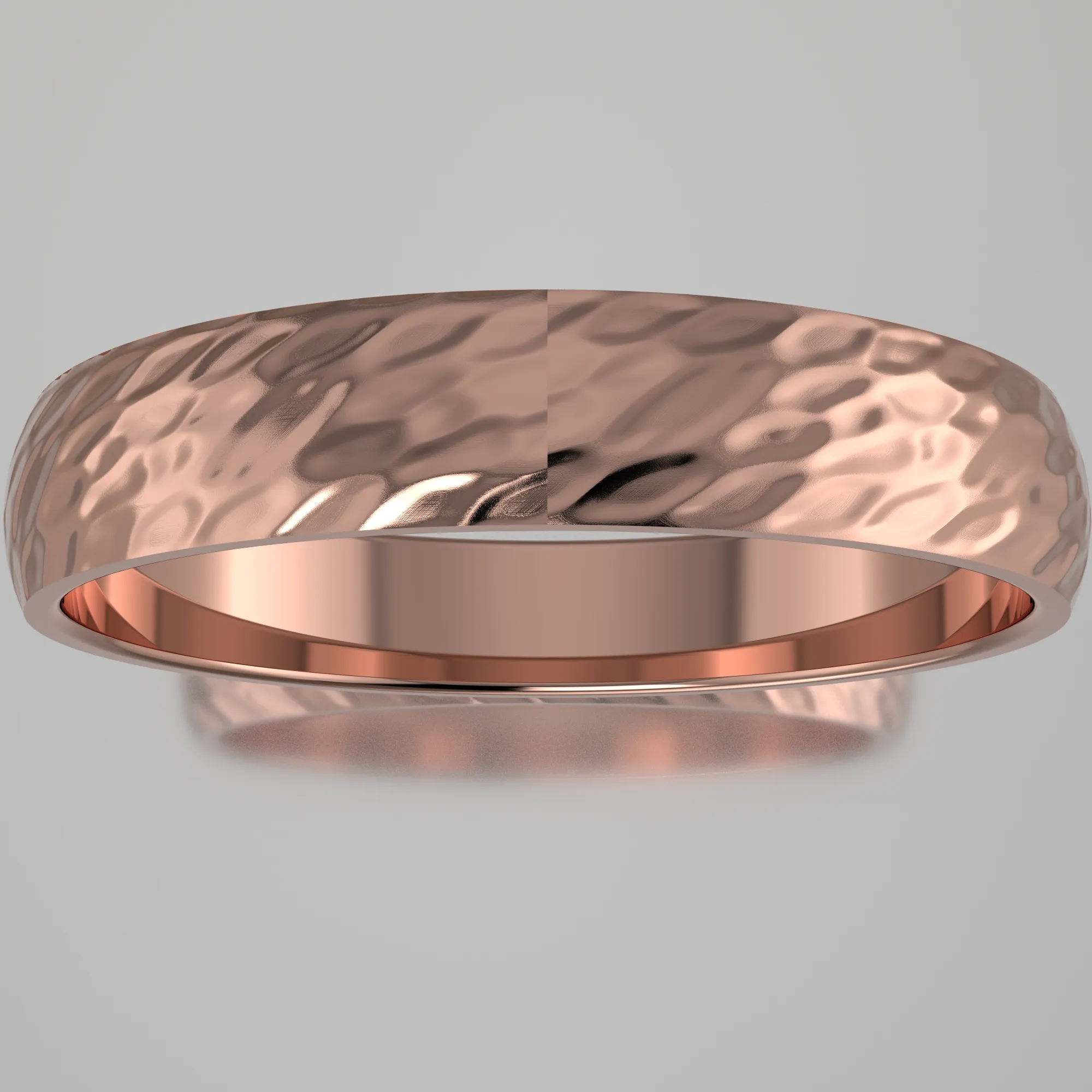 Hammered Rose Gold 4mm Domed Wedding Band